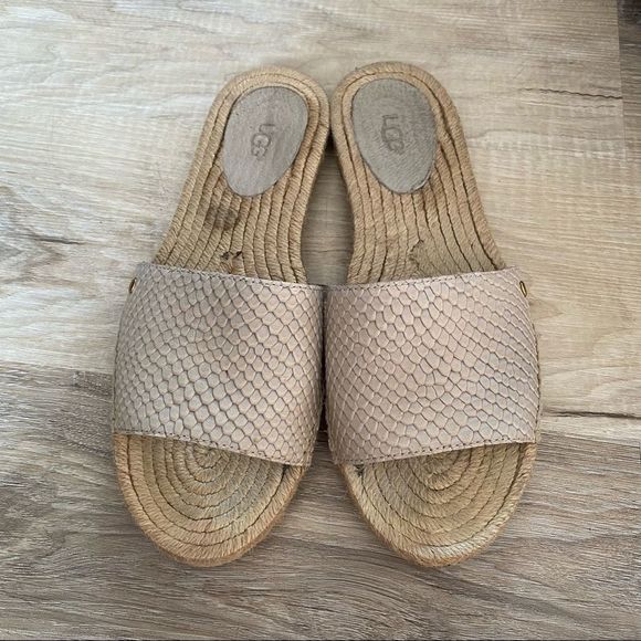 UGG Womens Leather Espadrille Slide Sandals 7 - Picture 4 of 7